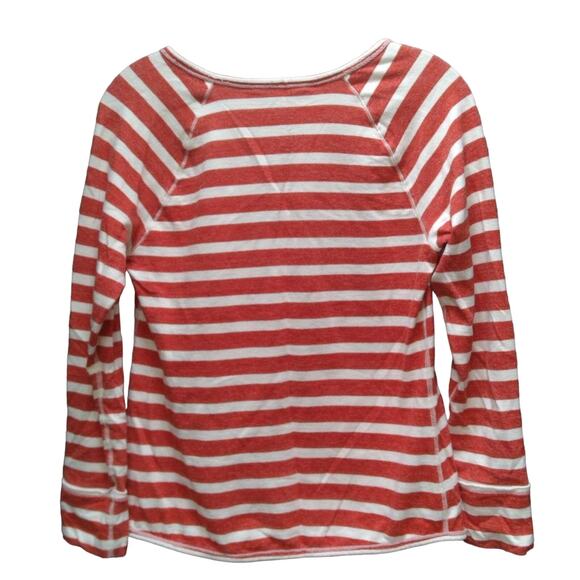 Old Navy Women’s Red White Striped Long Sleeve Knit Top Size S | Half Button Up - Picture 4 of 4